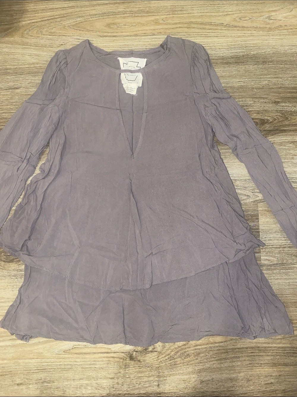 Free People Lavender Tiered Long-Sleeve Tunic